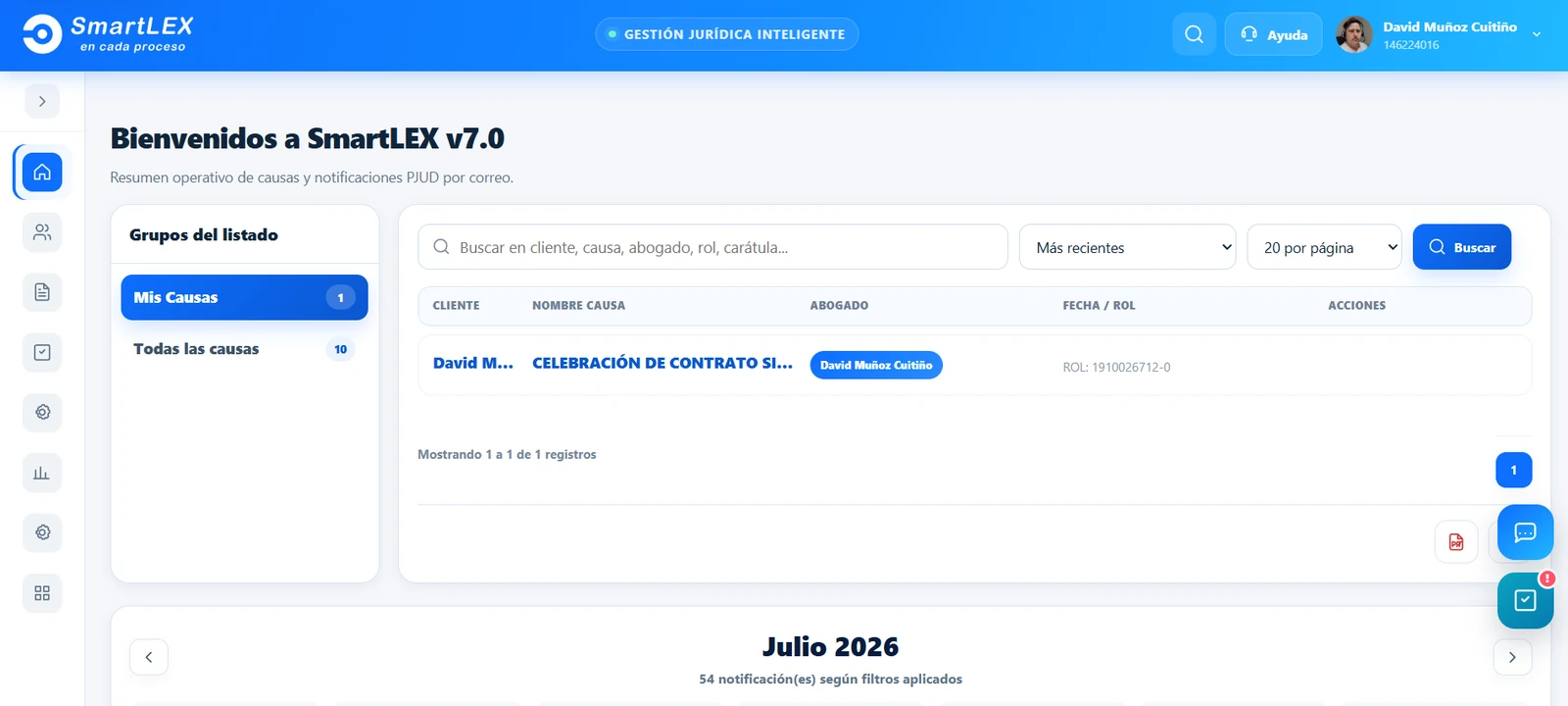 Pantalla real del nuevo diseño de SmartLEX